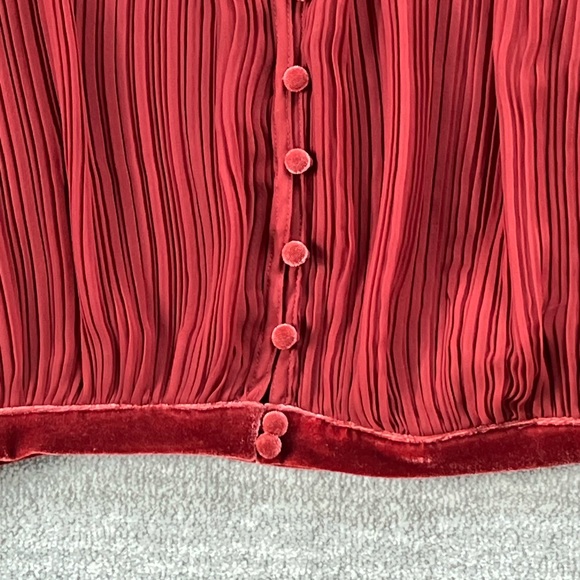 Free People Pleated Velvet Trim Buttondown - Picture 13 of 14